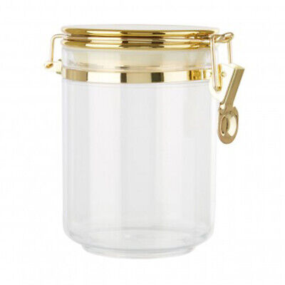 Tarro de recipiente redondo hermético Gozo de plástico transparente dorado mediano para almacenamiento de alimentos