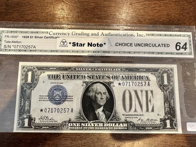 1928 $1 One Dollar Silver Funnyback STAR NOTE Fr. 1600* Uncirculated *07170257A