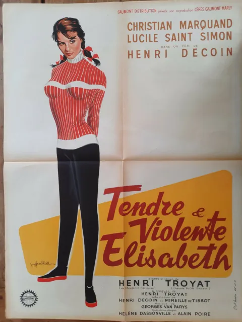 Affiche TENDRE ET VIOLENTE ELISABETH Henri DECOIN Christian MARQUAND 60x80cm