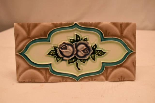 Antique Japan Tile Majolica Art Nouveau Floral Border Tile Design Architectur"14