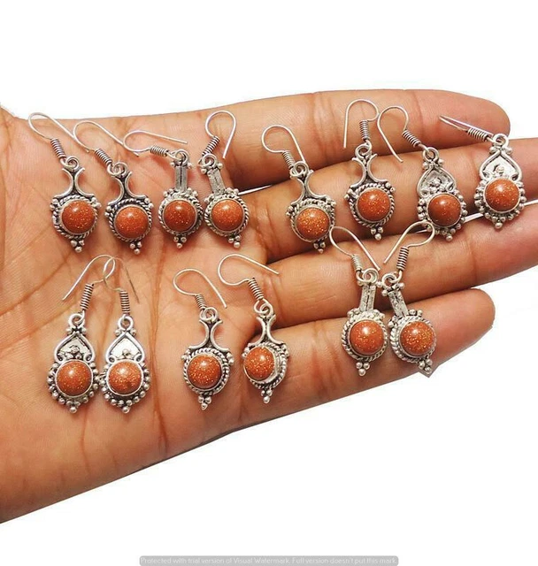 Sunstone 30 Pair Wholesale Lot 925 Sterling Silver Earring NLE-1620