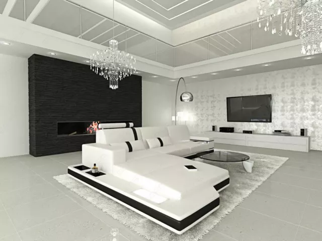 Sofa Corner Couch Designersofa Messana L Shape Leather Modern LED