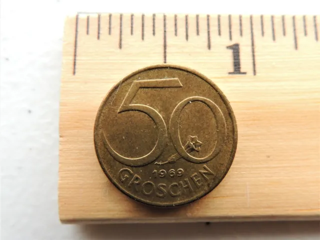 1969 Austria 50 Groschen Coin