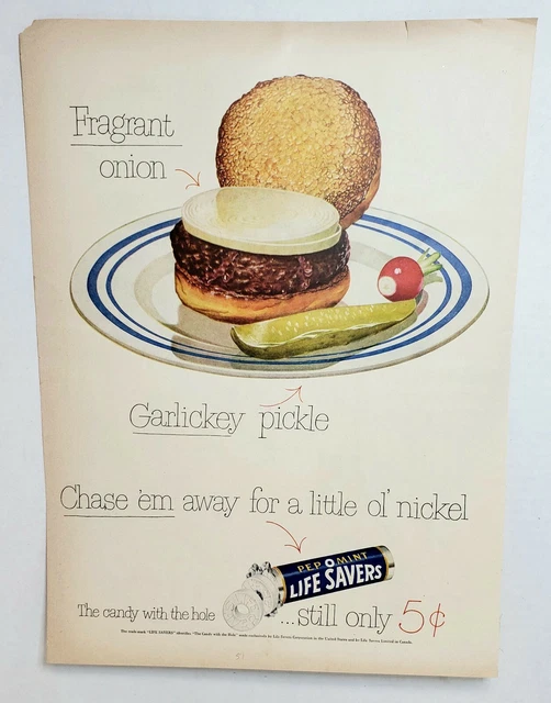 Vintage LIFE SAVERS Pep-O-Mint Original  Magazine Print Ad 1951