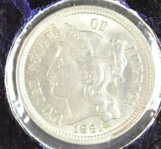 1881 - 3 Three Cent Nickel - GEM BU