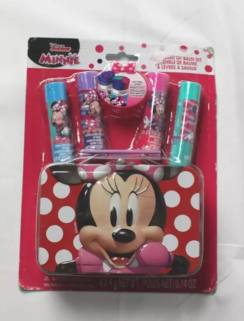 Disney Junior Girls Minnie Mouse Flavored Lip Balm Set W/ Metal Case CF6 Pink OS