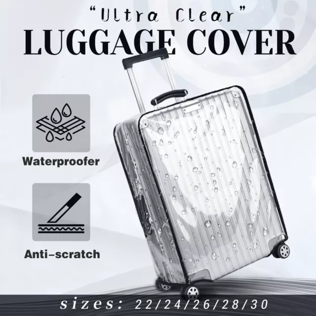 Transparent Waterproof PVC Travel Luggage Protector Suitcase Cover 22 -30 Clear