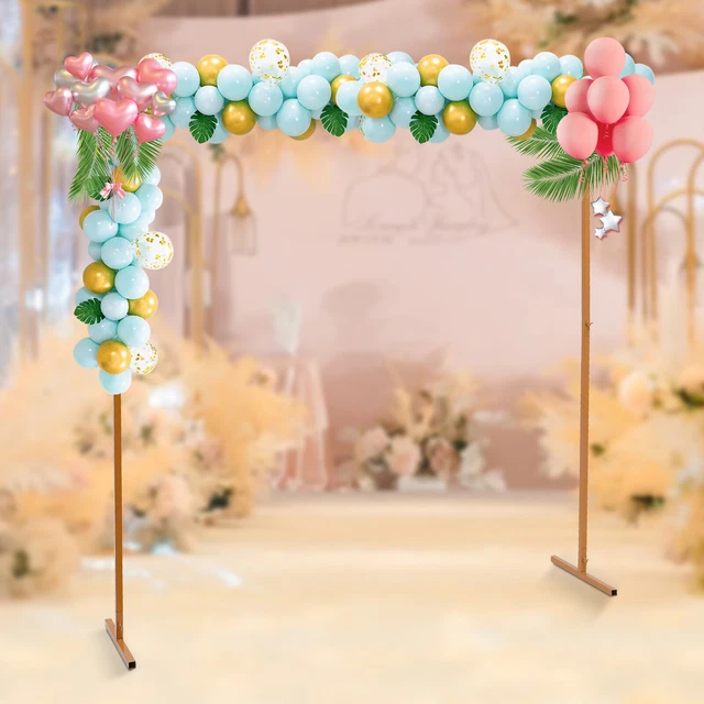 2M* 2M Arco de jardín Arco de boda dorado Para ceremonia Juego de soporte de arco de globo