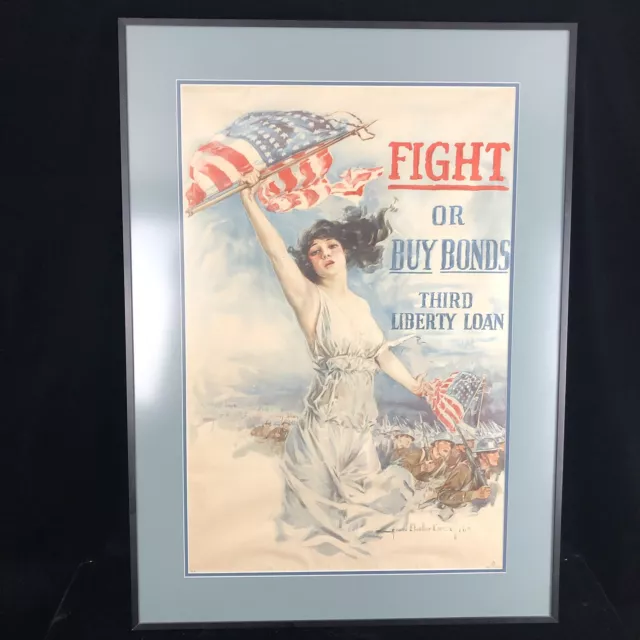 WWI Fight Or Buy Bonds Third Liberty Loan Forbes Original Lithograph Poster 1917