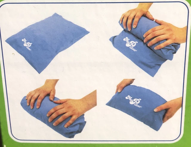My Pillow Go Anywhere Travel 12”X18” Includes Roll & Go Case Daybreak Blue NEW 2
