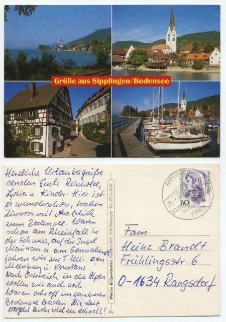 16001 - Sipplingen / Lake Constance - postcard, special stamp 26.7.1991