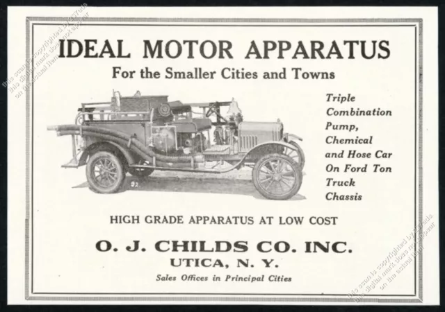 1921 Childs fire truck fire engine photo vintage trade print ad