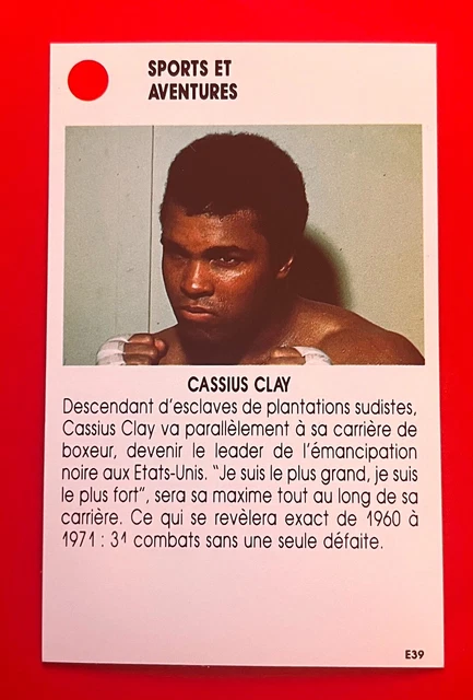 BOXE STAR CASSIUS CLAY / MUHAMMAD ALI TRÈS RARE ROOKIE CARD FRENCH