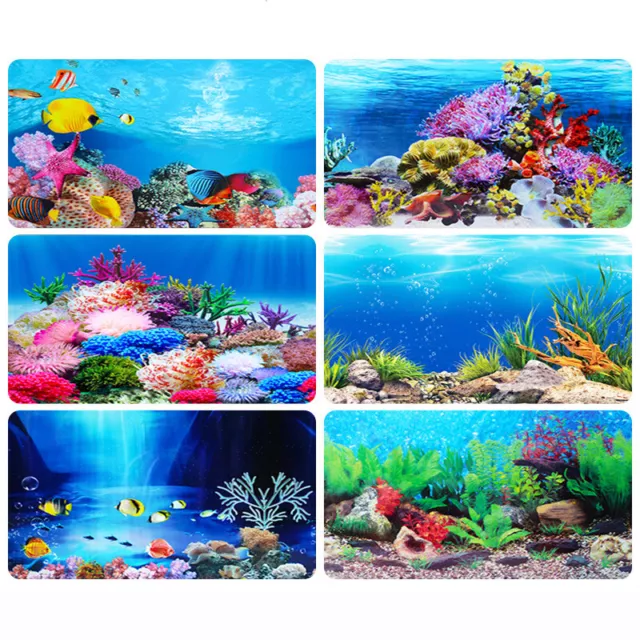 Cute Fish Tank Background HD Aquarium Decor 3D Landscape Sticker Double Sided