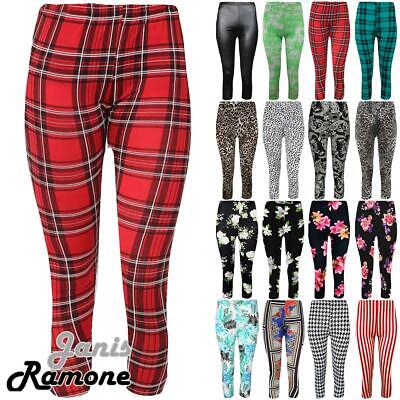 New Womens Printed 3/4 Length Stretchy Yoga Fitness Cropped Leggings Skinny Pant
