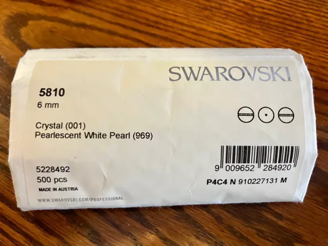 Swarovski 5810 Crystal Round 6mm Pearlescent White Pearls 500pc Mfg Pack 001-969
