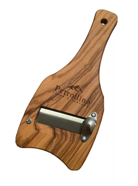 Affetta -taglia Tartufi -mandolina  in legno di ulivo pregiato lama acciaio inox