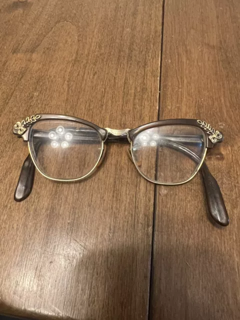 Antique BL Bausch Lomb Liberty Eyeglasses Gold Black Gf 12k 18-44 Read