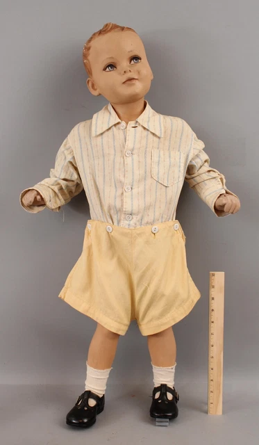 Vintage Mid-Century, Young Boy Clothes, 32in Hand Painted American Minnequin