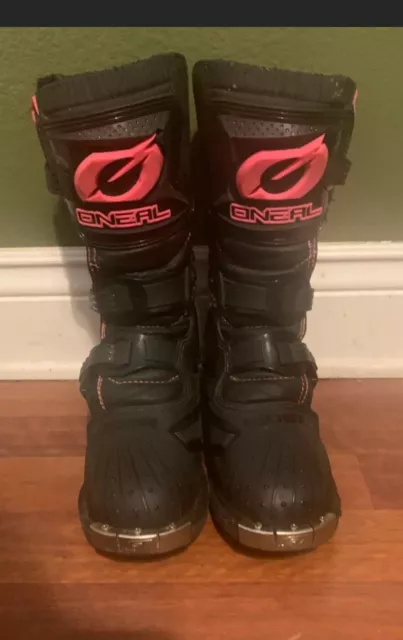 Oneal Racing Rider Motocross Boots Size 3 Youth Dirt Bike Riding ATV MX  Blk/Pnk