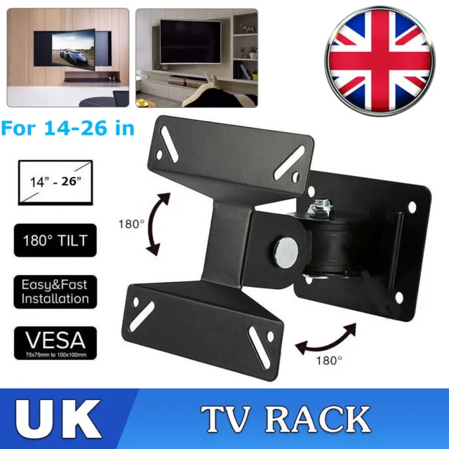 TV Wall Bracket Tilt Swivel LCD LED Plasma TV Wall Mount Fixed For 14 - 26 INCH