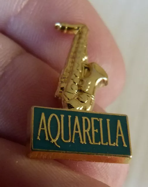 Rare Beau Pin's Musique Instrument Saxo Saxophone Aquarella Zamac