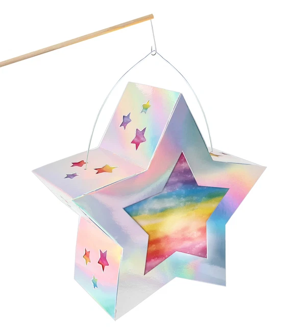 Kinderlaterne STERNE METALLIC SILBER  Bastelset Laternenbausatz mit Stab Twinkle