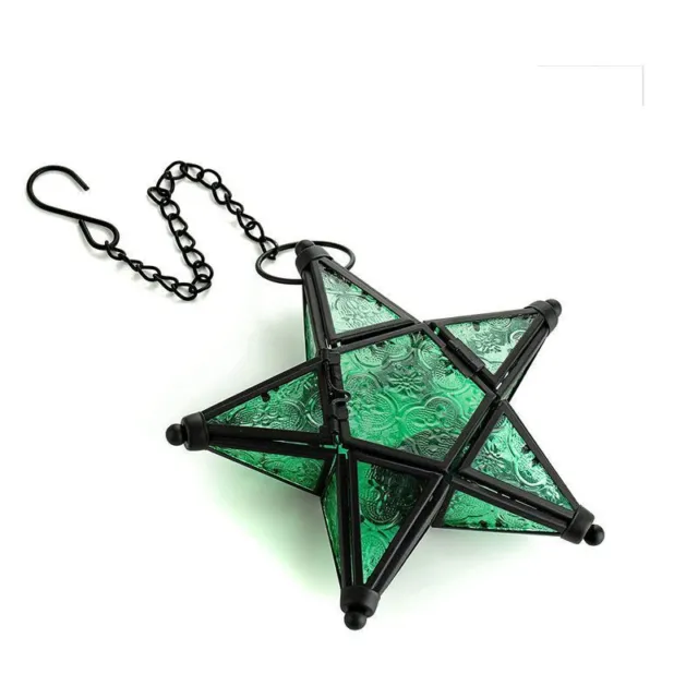 Hanging Glass Metal Star Candle Holder Lantern Home Party Decor