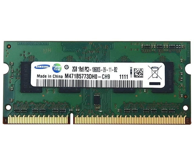2GB DDR3 Laptop Memory PC3-10600S CL9 1333mHz M471B5773DH0-CH9 Samsung SODIMM