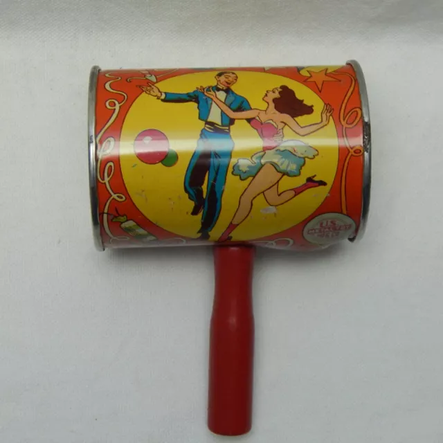 U. S. Metal Toy Co. Dancers Tin Noise Maker Hammer Rattle (B)