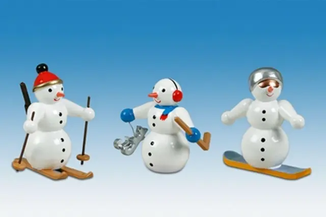 Holzfigur Weihnachtsfigur Schneemann Höhe ca 6,5 cm NEU  3-teilig Erzgebirge