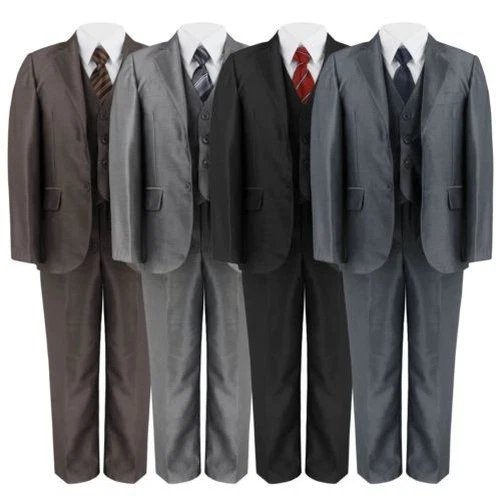 Ragazzi 5 Pezzi Abito Lucido Festa Pantaloni Giacca Camicia Gilet Cravatta 6MTH