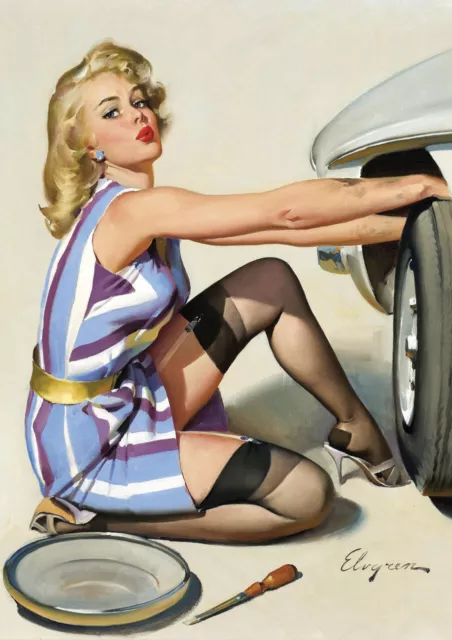 Gil Elvgren - Pinup Girl - A2 size 42x59.4cm Retro Canvas Print Poster Unframed