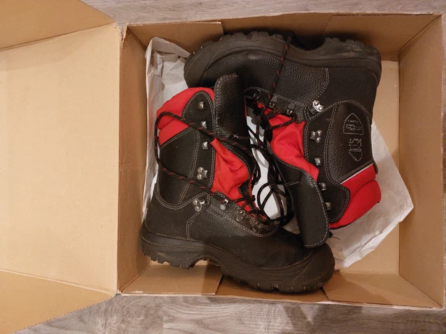 Schnittschutzstiefel-Lederstiefel Forest Jack Watex S3 Schwarz/rot Gr. 40