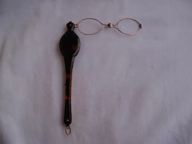 ANTIQUE FRENCH FAUX TORTOISE GILT BRASS FOLDING EYEGLASSES.LATE 19th CENTURY.