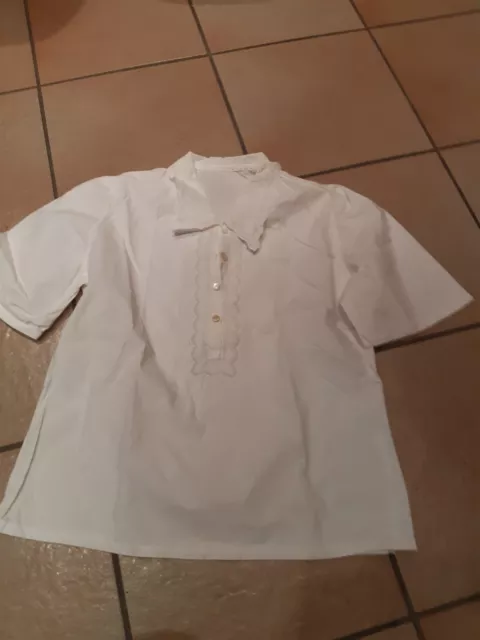 Camicia anni 60 pizzo cotone bianco maniche corte