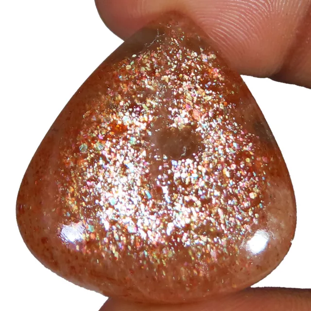 42.80 CT 100% Naturel Rouge Pierre de Soleil Poire Cabochon Desseré Précieuse