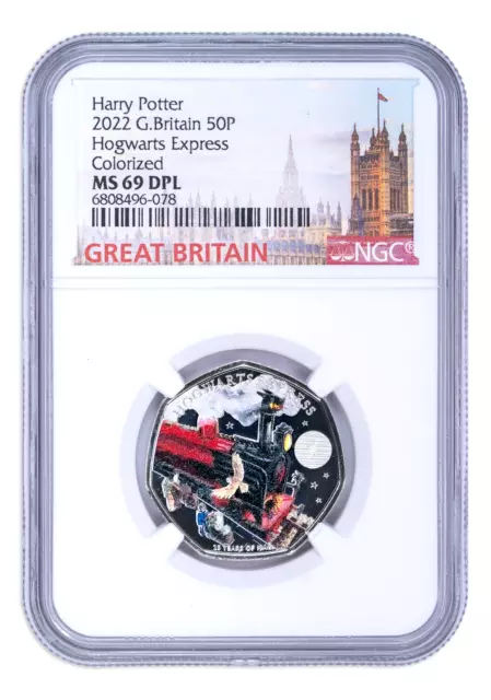 2022 50p Great Britain Colorized Harry Potter Hogwarts Express NGC MS69 Top Pop
