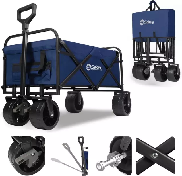 Heavy Duty Foldable Wagon with 330Lbs Weight Capacity, Collapsible Folding Utili