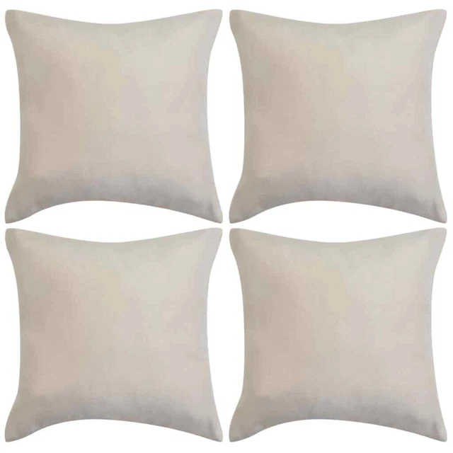 Cushion Covers 4 pcs 40x40 cm Polyester Faux Suede Beige