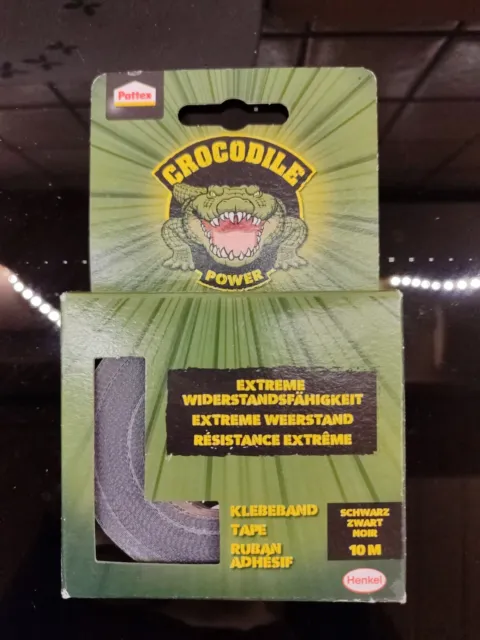 Pattex Crocodile Power Klebeband Tape 10m schwarz Reperaturband Wasserfest Neu