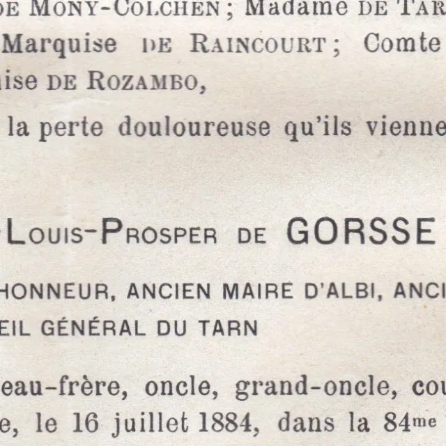 François Louis Prosper de Gorsse Avocat Maire Albi Conseil Général Tarn 1884