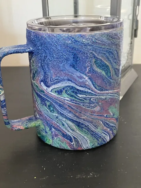 NEW Stainless Steel TRAVEL  Coffee CUP. Glittered & Hydro Dipped. One Of A Kind