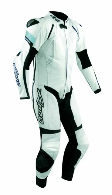 Motorcycle Motorbike Full Body one pc Perforated Leather Race Suit 1 PC White