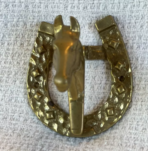 Solid Brass Vintage Horse Shoe Horse Head Door Knocker 2