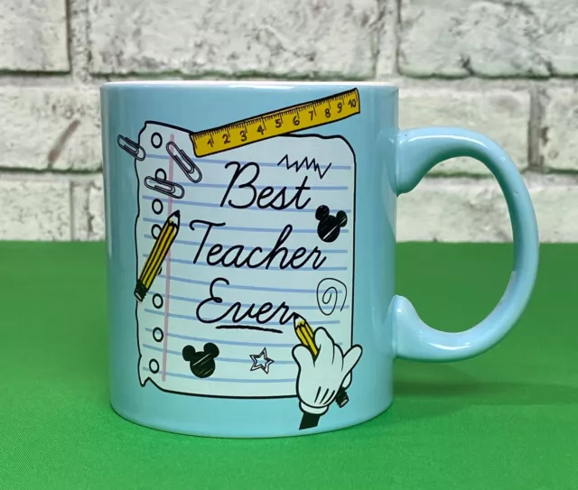 Disney Mickey Mouse Blue School Best Teacher Ever Ceramic 20oz Coffee Mug Cup