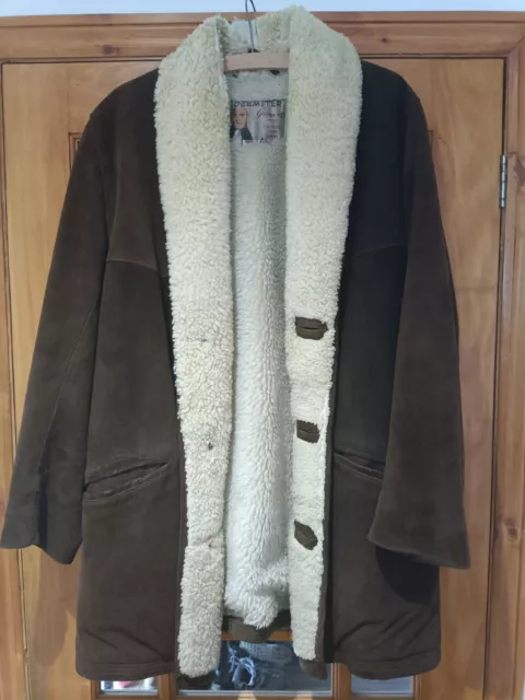 Cappotto da uomo vintage di lusso in pelle di pecora e camoscio di Deemster
