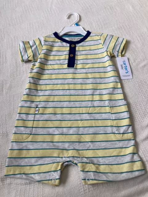 carters baby boy 24 months yellow/stripe one piece short outfit size 24M  NWT