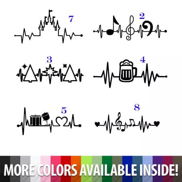 Music Cartoon Heartbeat Lifeline for Car Window Home Wall Laptop Decal Sticker