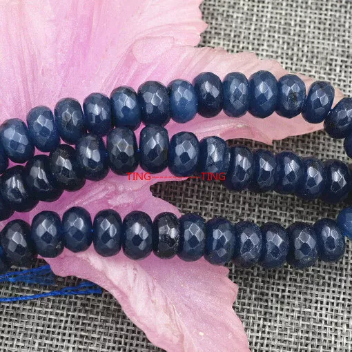 Natural 6x10mm Faceted Dark Blue Sapphire Abacus Gems Rondelle Loose Beads 15''A